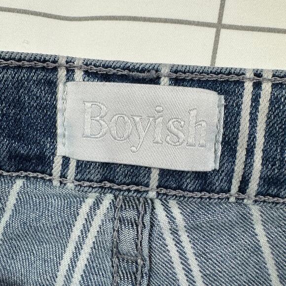 Boyish Jeans Womens 26 Blue Carter Striped They Made Me a Criminal Cotton Blend - Picture 4 of 15